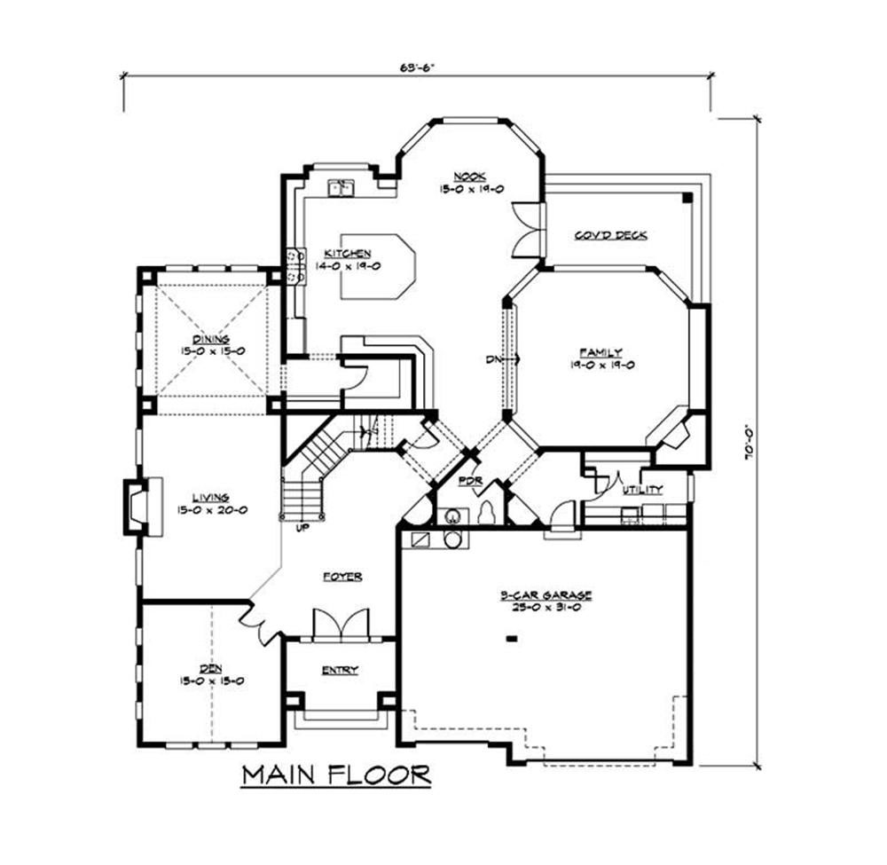 Floor Plan First Story of Craftsman Plan #115-1157